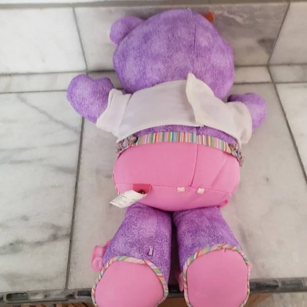 Doodle Bear Vintage 1996 Tyco Yellow Denim Plush Stuffed Animal